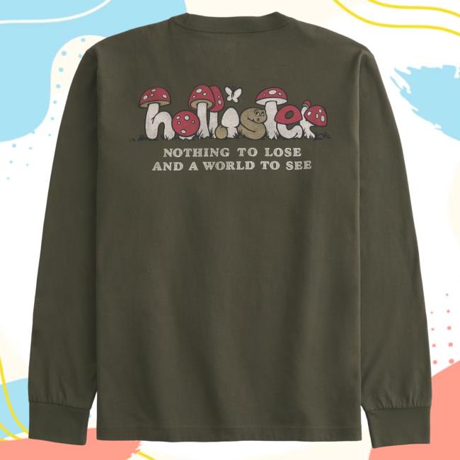 Official Hollister Co Merch Store Hollister Relaxed Long Sleeve Mushroom  Logo Graphic Hollisterco Apparel Clothing Shop - Resttee