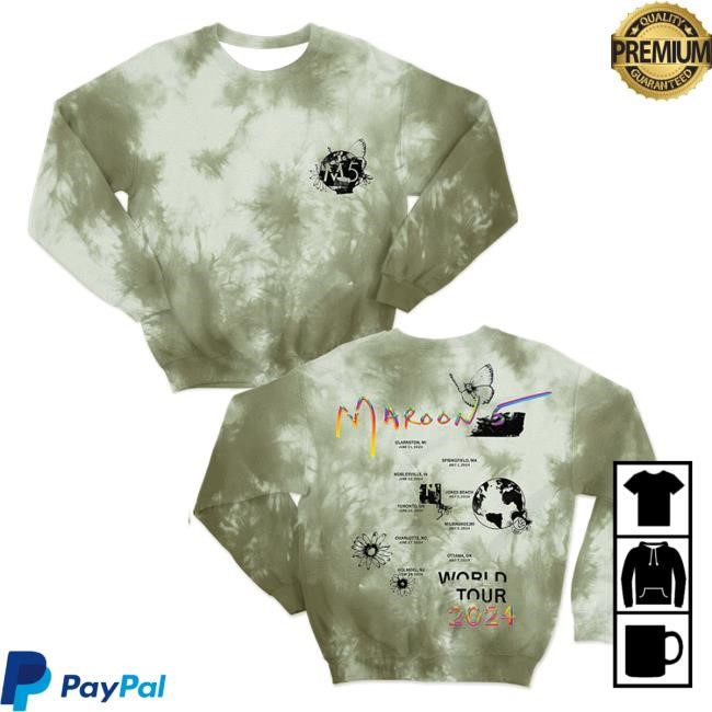 Maroon 5 Official Merch Maroon 5 2024 World Tour Essential Crewneck Sweatshirt Maroon 5 Official Merch Maroon 5 2024 World Tour Essential Crewneck Sweatshirt