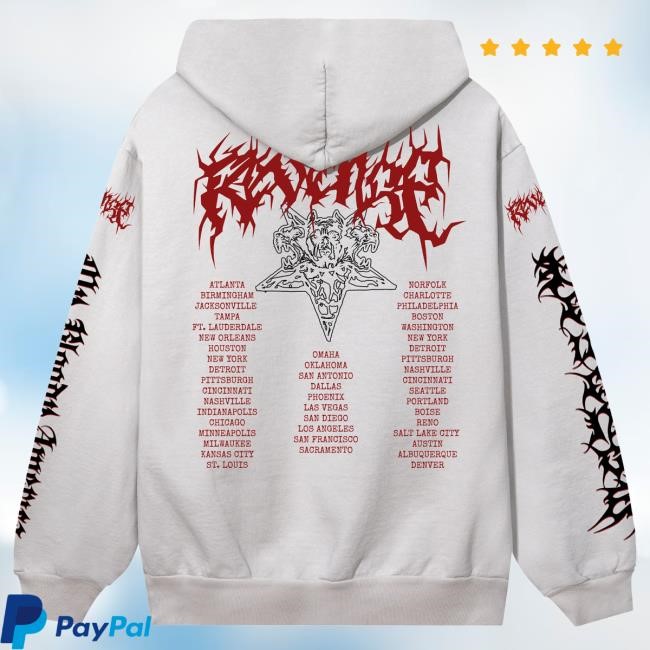 Official City Morgue Merch Revenge X City Morgue Metal Tour Pullover Hoodie Cement/Red City Morgue Clothing Official City Morgue Merch Revenge X City Morgue Metal Tour Pullover Hoodie Cement/Red City Morgue Clothing