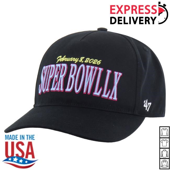 Official '47 Super Bowl LX Black Adjustable Hitch Hat NFL Official '47 Super Bowl LX Black Adjustable Hitch Hat NFL