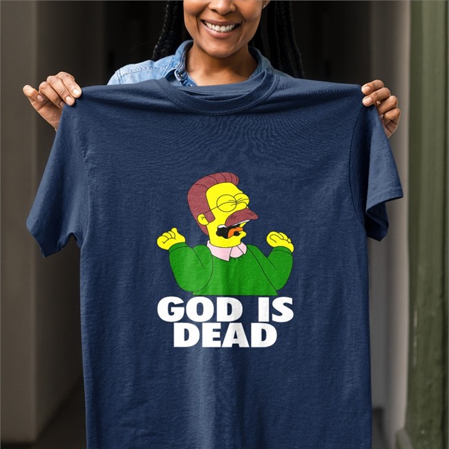 Shirts That Go Hard Ned Flanders God Is Dead Shirts The Simpsons Shirts That Go Hard Ned Flanders God Is Dead Long Sleeve Tee The Simpsons