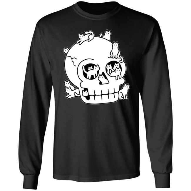 Lladnek Skull Is Full Of Cats Wash Doodle Shirt Lladnek Skull Is Full Of Cats Wash Doodle Shirt