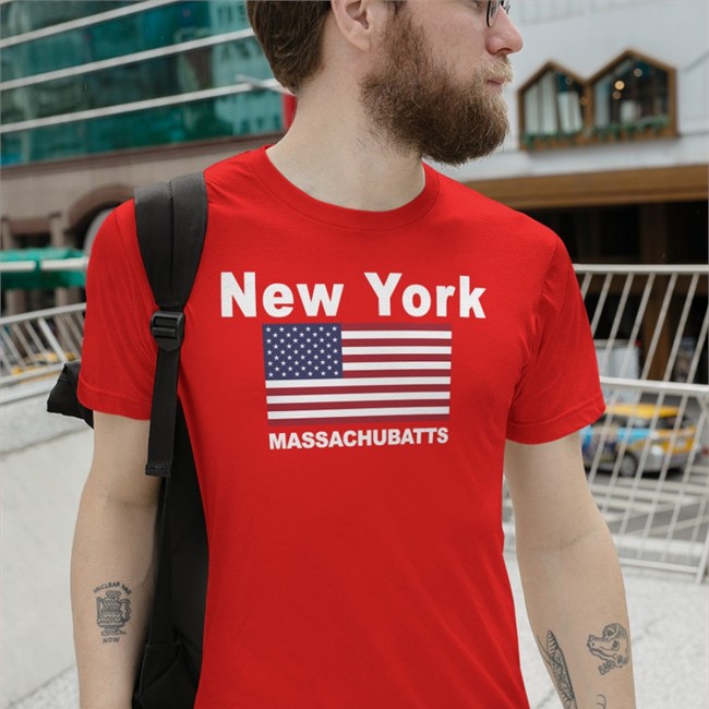 Poorly Translated Shirts New York Massachubatts Flag American T-Shirts