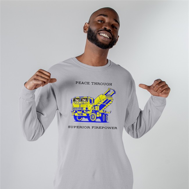 Saint Javelin Shop M142 Himars Army Truck Peace Through Superior Firepower Tee Shirt John Bono Kama