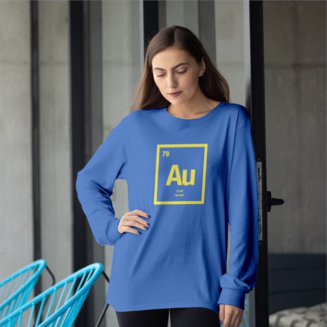 Periodic Table Of Elements 79 Au Gold 196.967 Long Sleeve Tee Dr Michelle Au Elements Au 79 Long Sleeve