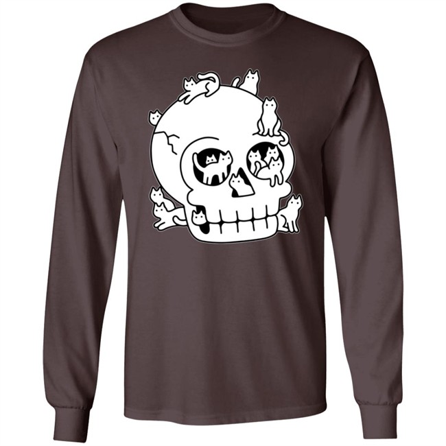 Lladnek Skull Is Full Of Cats Wash Doodle Shirt Lladnek Skull Is Full Of Cats Wash Doodle Shirt