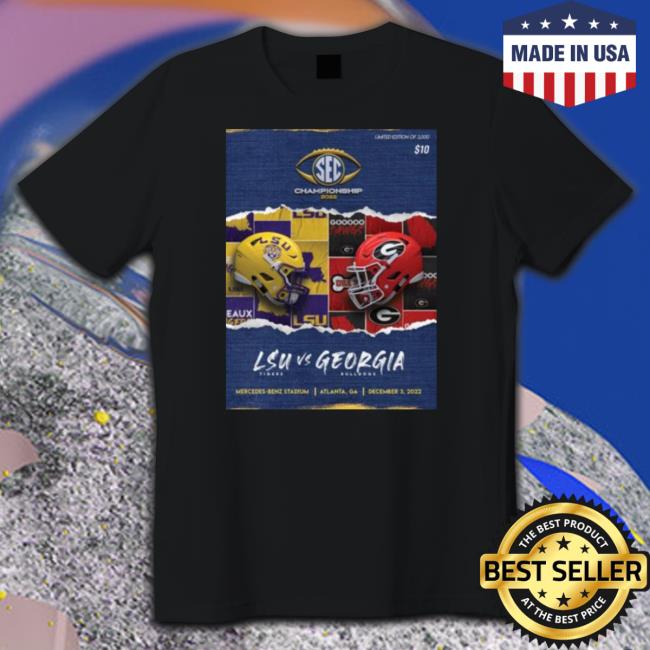 Lsu Tigers vs Georgia Bulldogs Mercedesbenz Stadium 2022 Matchup T-Shirt