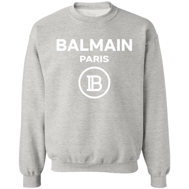 Gray Sweatshirt Balmain Paris Logo