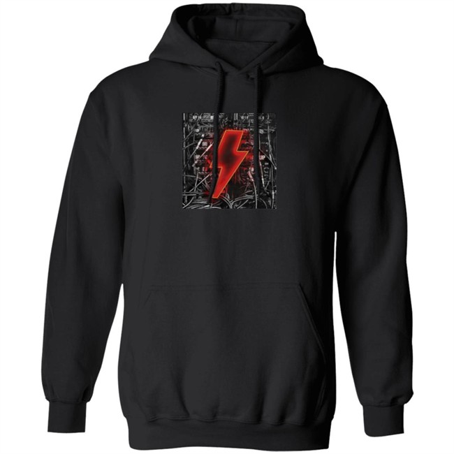 Acdc Merch Bolt N Wires Black Hoodie