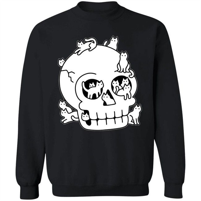 Lladnek Skull Is Full Of Cats Wash Doodle Shirt Lladnek Skull Is Full Of Cats Wash Doodle Shirt