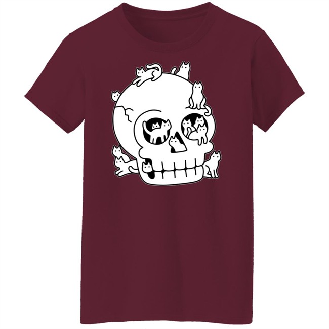 Lladnek Skull Is Full Of Cats Wash Doodle Shirt Lladnek Skull Is Full Of Cats Wash Doodle Shirt