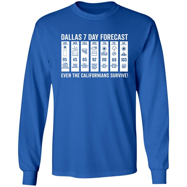 Dallas 7 Day Forecast Even The Californians Survive Shirt Bullzerk Merch Dallas 7 Day Forecast Even The Californians Survive Shirt Bullzerk Merch