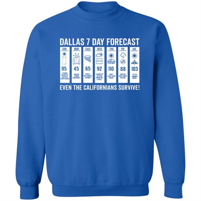 Dallas 7 Day Forecast Even The Californians Survive Shirt Bullzerk Merch Dallas 7 Day Forecast Even The Californians Survive Shirt Bullzerk Merch
