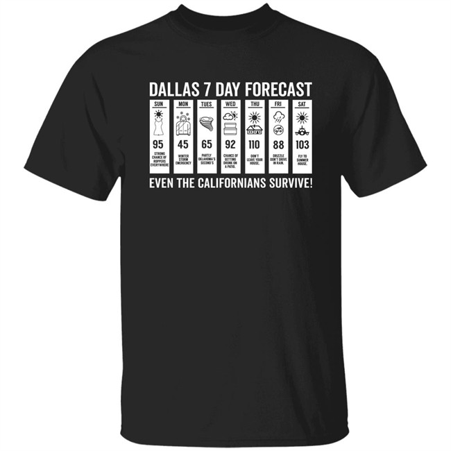 Dallas 7 Day Forecast Even The Californians Survive Shirt Bullzerk Merch Dallas 7 Day Forecast Even The Californians Survive Shirt Bullzerk Merch