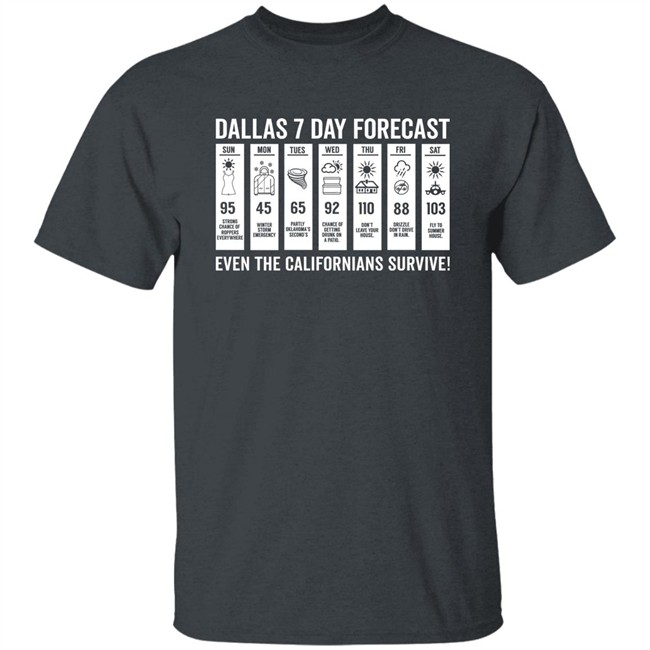 Dallas 7 Day Forecast Even The Californians Survive Shirt Bullzerk Merch Dallas 7 Day Forecast Even The Californians Survive Shirt Bullzerk Merch