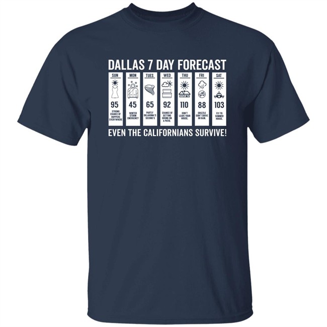 Dallas 7 Day Forecast Even The Californians Survive Shirt Bullzerk Merch Dallas 7 Day Forecast Even The Californians Survive Shirt Bullzerk Merch