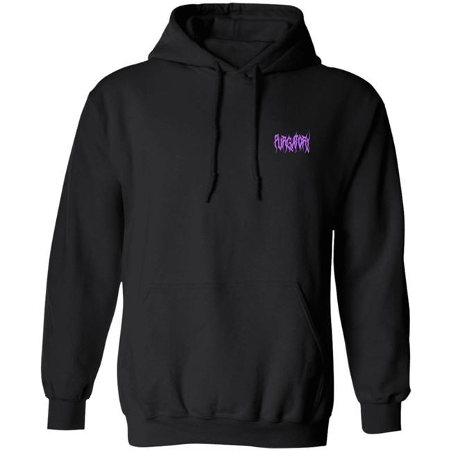 Purgatoryxla Merch Purple Essentials Hoodie In Black