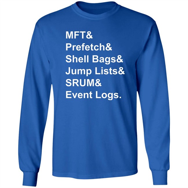 Santiago Ayala Mft & Prefetch & Shell Bags & Jump Lists & Srum & Event Logs Shirt Mft & Prefetch & Shell Bags & Jump Lists & Srum & Event Logs Shirt Santiago Ayala
