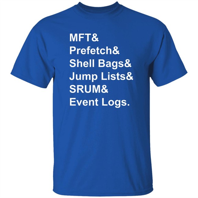 Santiago Ayala Mft & Prefetch & Shell Bags & Jump Lists & Srum & Event Logs Shirt Mft & Prefetch & Shell Bags & Jump Lists & Srum & Event Logs Shirt Santiago Ayala