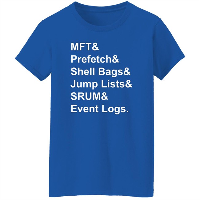 Santiago Ayala Mft & Prefetch & Shell Bags & Jump Lists & Srum & Event Logs Shirt Mft & Prefetch & Shell Bags & Jump Lists & Srum & Event Logs Shirt Santiago Ayala