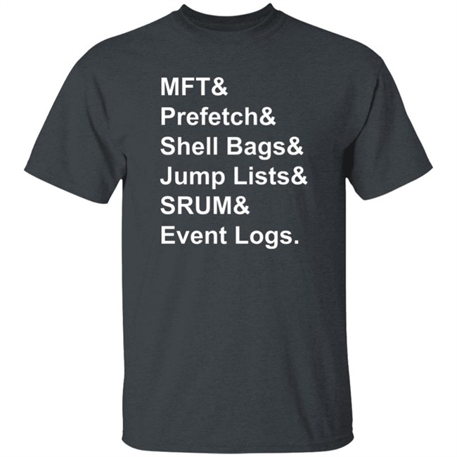 Santiago Ayala Mft & Prefetch & Shell Bags & Jump Lists & Srum & Event Logs Shirt Mft & Prefetch & Shell Bags & Jump Lists & Srum & Event Logs Shirt Santiago Ayala