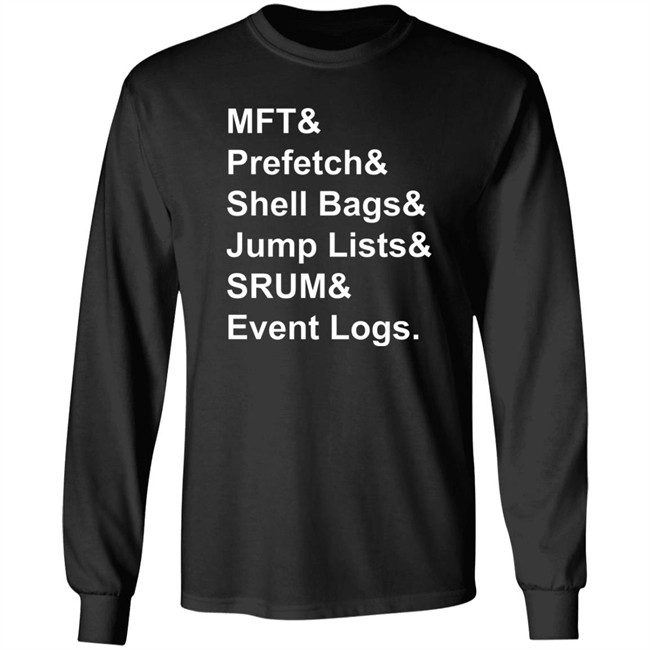 Santiago Ayala Mft & Prefetch & Shell Bags & Jump Lists & Srum & Event Logs Shirt Mft & Prefetch & Shell Bags & Jump Lists & Srum & Event Logs Shirt Santiago Ayala