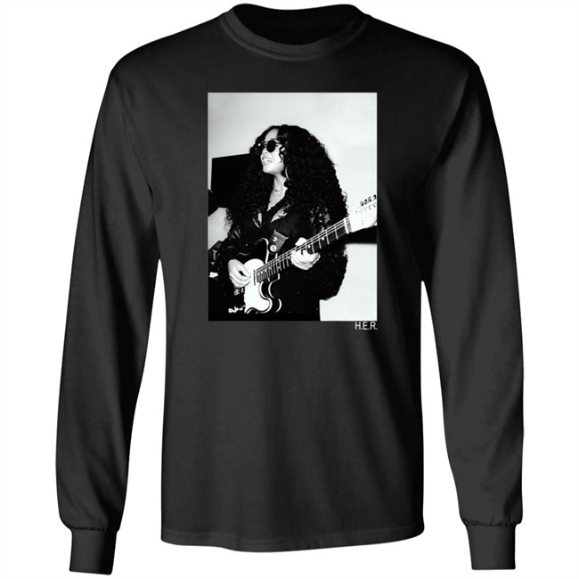 Her Merch Girls With Guitars Black Long Sleeve Tee
