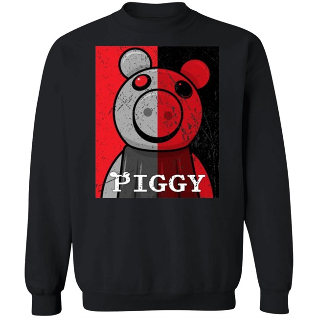 Piggy Merch Split Face Distressed Black T Shirt Piggy Merch Split Face Distressed Black T Shirt