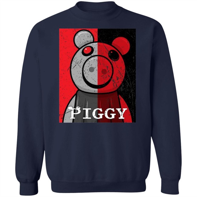 Piggy Merch Split Face Distressed Black T Shirt Piggy Merch Split Face Distressed Black T Shirt