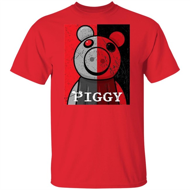 Piggy Merch Split Face Distressed Black T Shirt Piggy Merch Split Face Distressed Black T Shirt