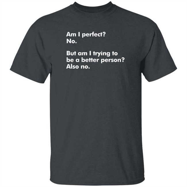 Am I Perfect No But Am I Trying To Be A Better Person Also No T Shirt Peyton Storm Am I Perfect No But Am I Trying To Be A Better Person Also No T Shirt Peyton Storm