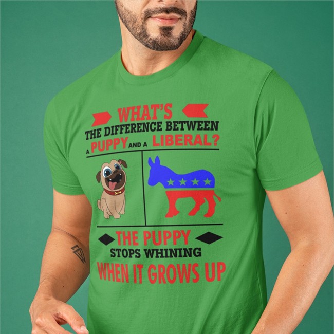 What's The Difference Between A Puppy And A Liberal T Shirt By Cryptochronic🇺1776