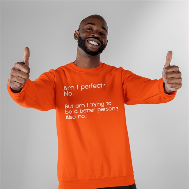 Am I Perfect No But Am I Trying To Be A Better Person Also No Shirts Weird Thrift Store Shirts