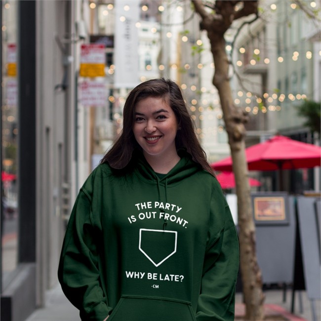 Hog Island Press Merch The Party Is Out Front Why Be Late T Shirt Charlie Manuel