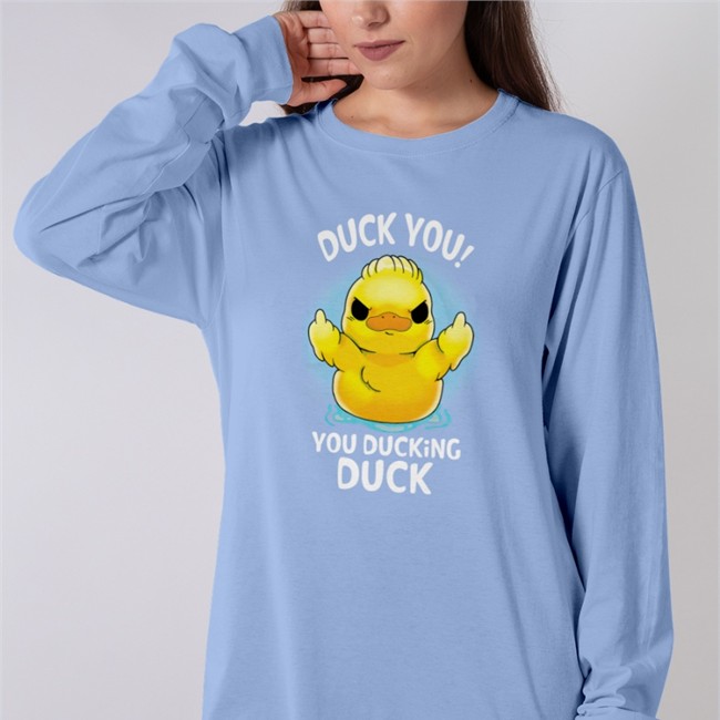 Qwertee Store Merch Duck You You Ducking Duck T-Shirt Navy QwerTee