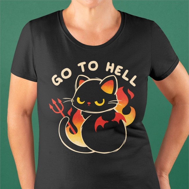 Qwertee Merch Go To Hell Cat Shirts Qwertee