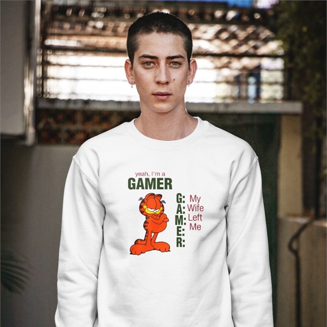 Garfield Yeah I'm A Gamer My Wife Left Me T Shirt Shirts That Go Hard