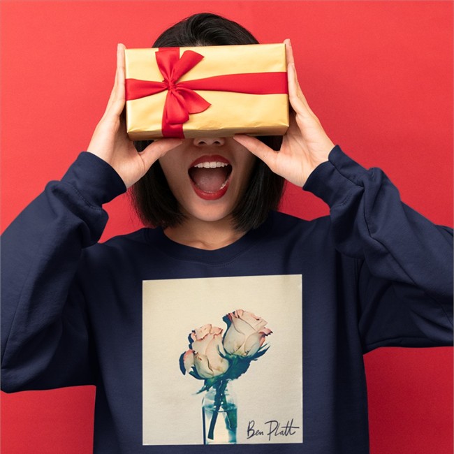 Benplattmusic Store Merch Ben Platt Rose Sweatshirt Light Blue