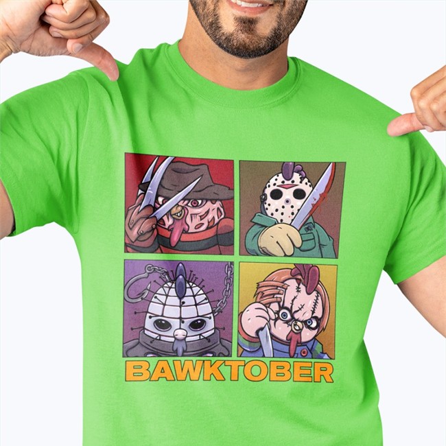 Bawkba Shop Chicken Slashers Bawktober T-Shirt Bawkbasoup Chicken Slashers Bawktober T-Shirt