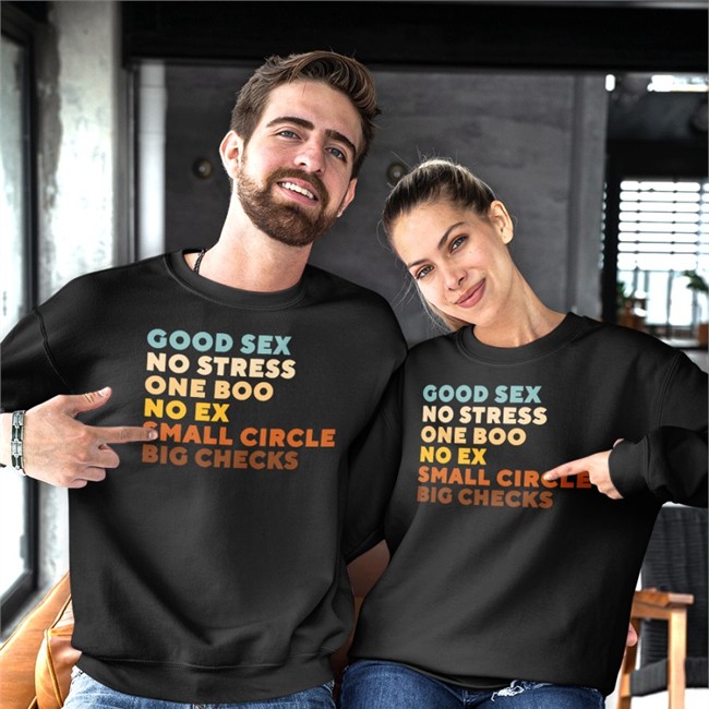 Good Sex No Stress One Boo No Ex Small Circle Big Checks T Shirt