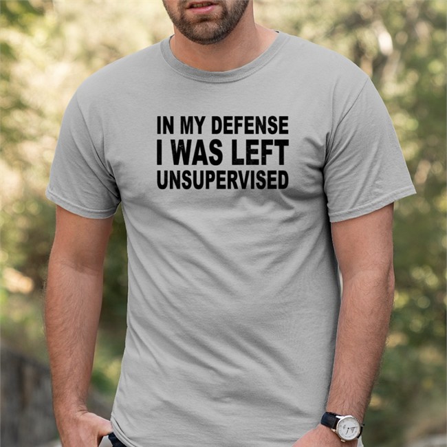 Official Happy ish cop In My Defense I Was Left Unsupervised Shirt