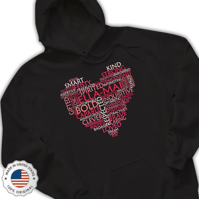 Love Heart Word Cloud Shape Name Pink Peach Ella Mai Hooded Sweatshirt