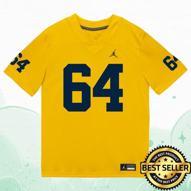 Michigan Wolverines #64 James Kavouklis Student Athlete Maize Football Jersey Tshirt The M Den Shop Official