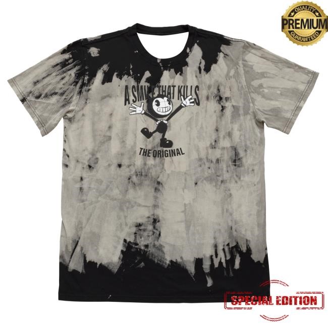 Official Bendy Merch Store Bendy Bendy Smile Kills Bleach Dye Attractive Shirt
