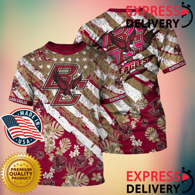 Official Boston College Eagles Tropical Flower Style And Flag All Over Printed 3D Shirt