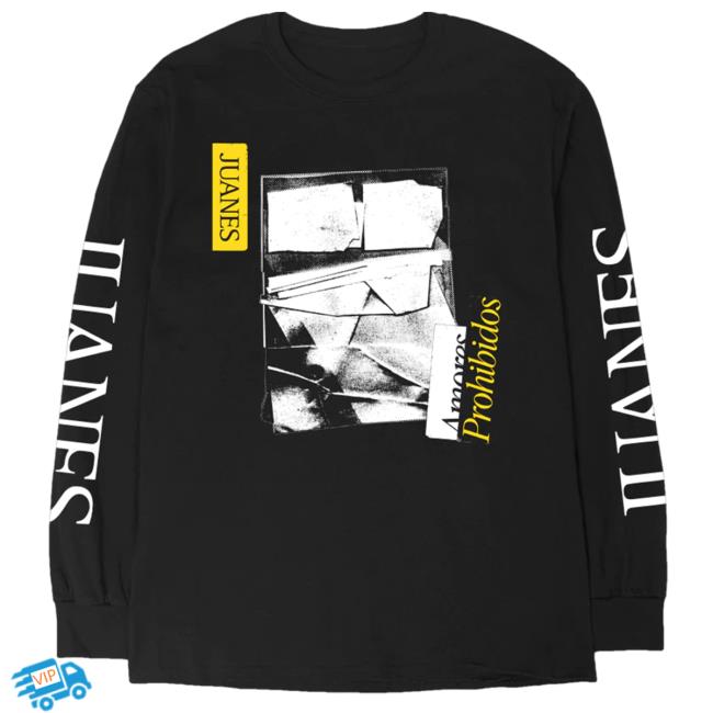Official Juanes Merch Store Juanes Amores Prohibidos Long Sleeve Top Shirt Black Juanes Apparel Clothing Shop