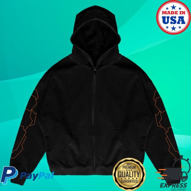 Bold Graphic Cloudeelle Cyberspine Zip-Up Capsule Original Cloudeelle Cyberspine Heavyweight Orange Zip-Up Streetwear Piece