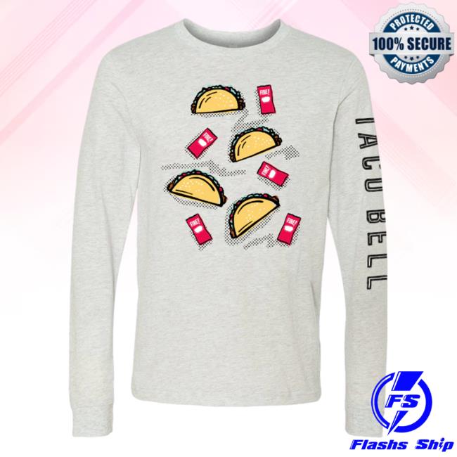 Official Taco Bell Apparel Clothing Store Shop Taco Bell Fire Sauce Packet and Tacos Long Sleeve T-Shirts Tacobell Merch