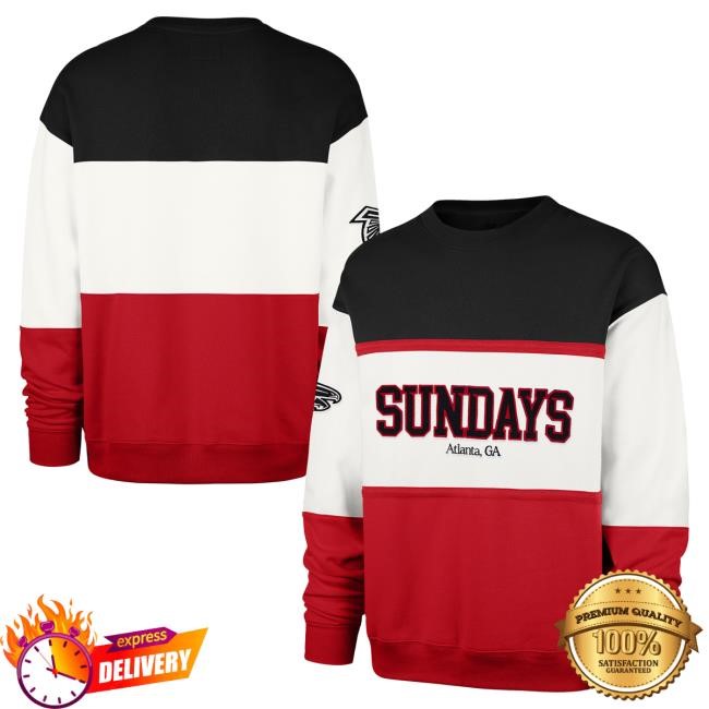 Official NFL Clothing Men's Atlanta Falcons '47 White Sundays Breeze By Maximalist Crewneck ArizonaCardinals