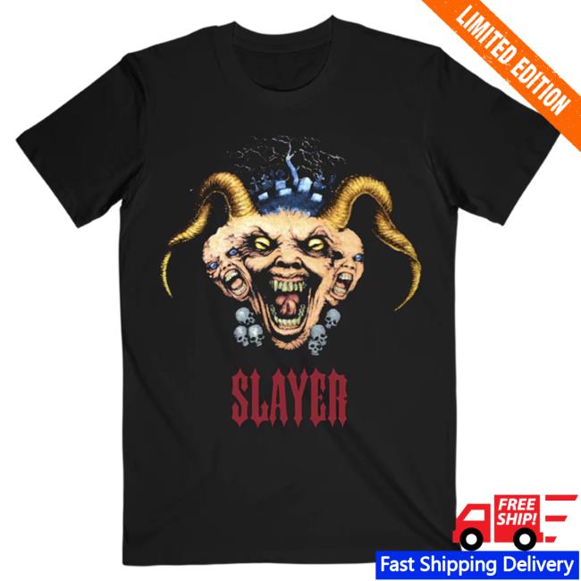 Official Slayer Clothing Store Shop Merch Triple Demon Head Shirt